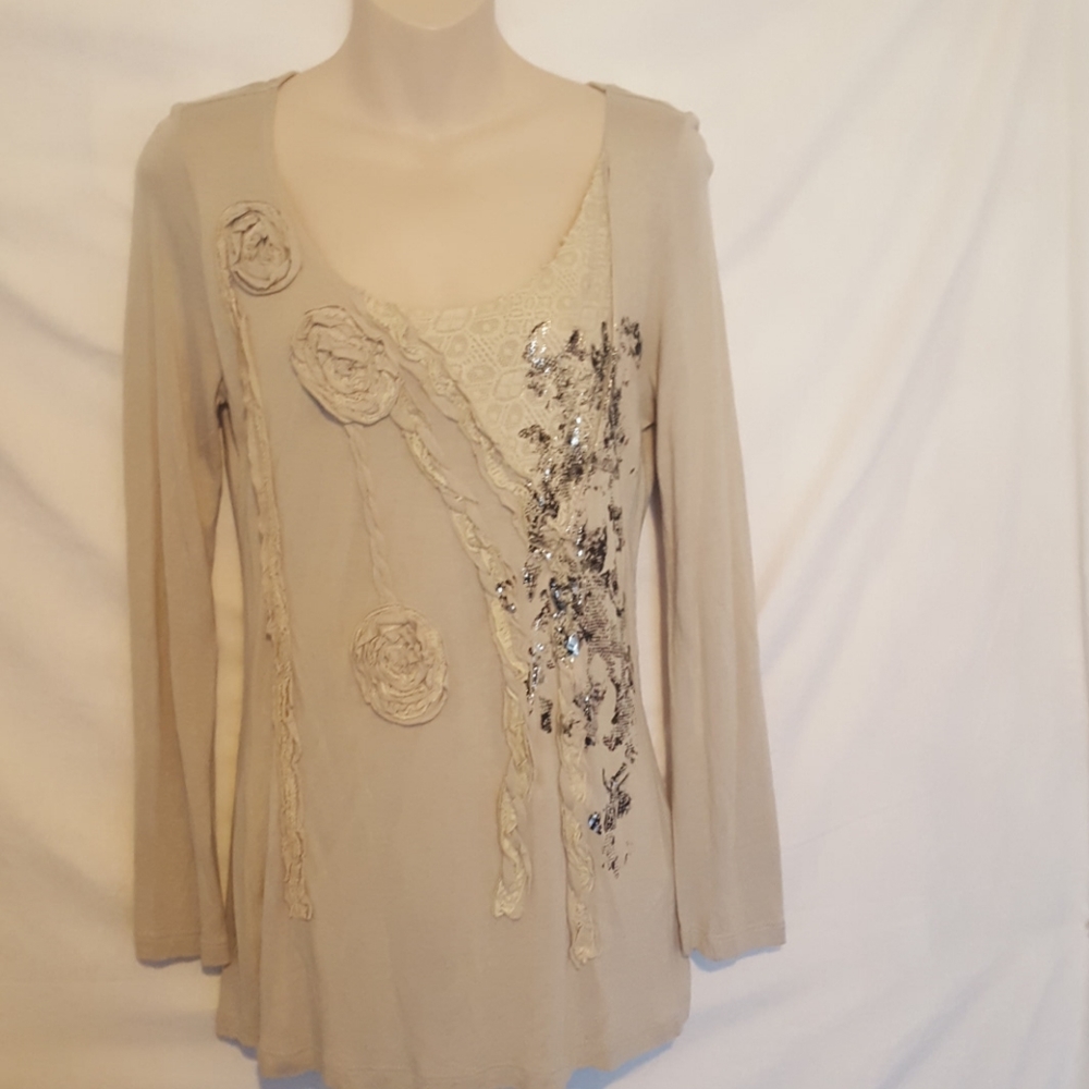 Tribal size small mixed media Long sleeve shirt